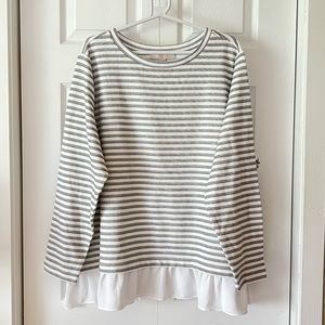 LOFT PLUS Striped Flounce Hem Top